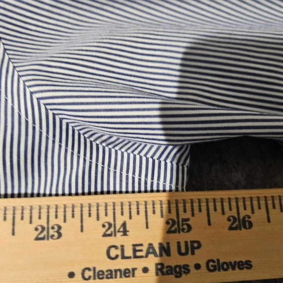 Brooks Brothers 346 Mens 17 2/3 Blue Stripe Button Down Non Iron Dress Shirt - Picture 5 of 5